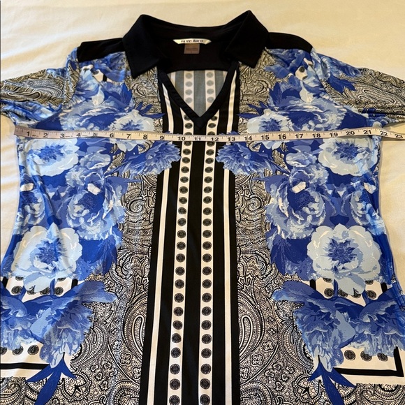 Nygaard Tunic Women's Blue Floral Long Sleeve Top Sweater Size L - Picture 6 of 10